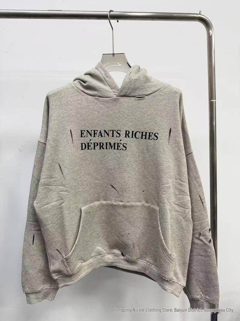 ERD Distressed Zweite Generation Buchstabendruck Kapuzenpullover