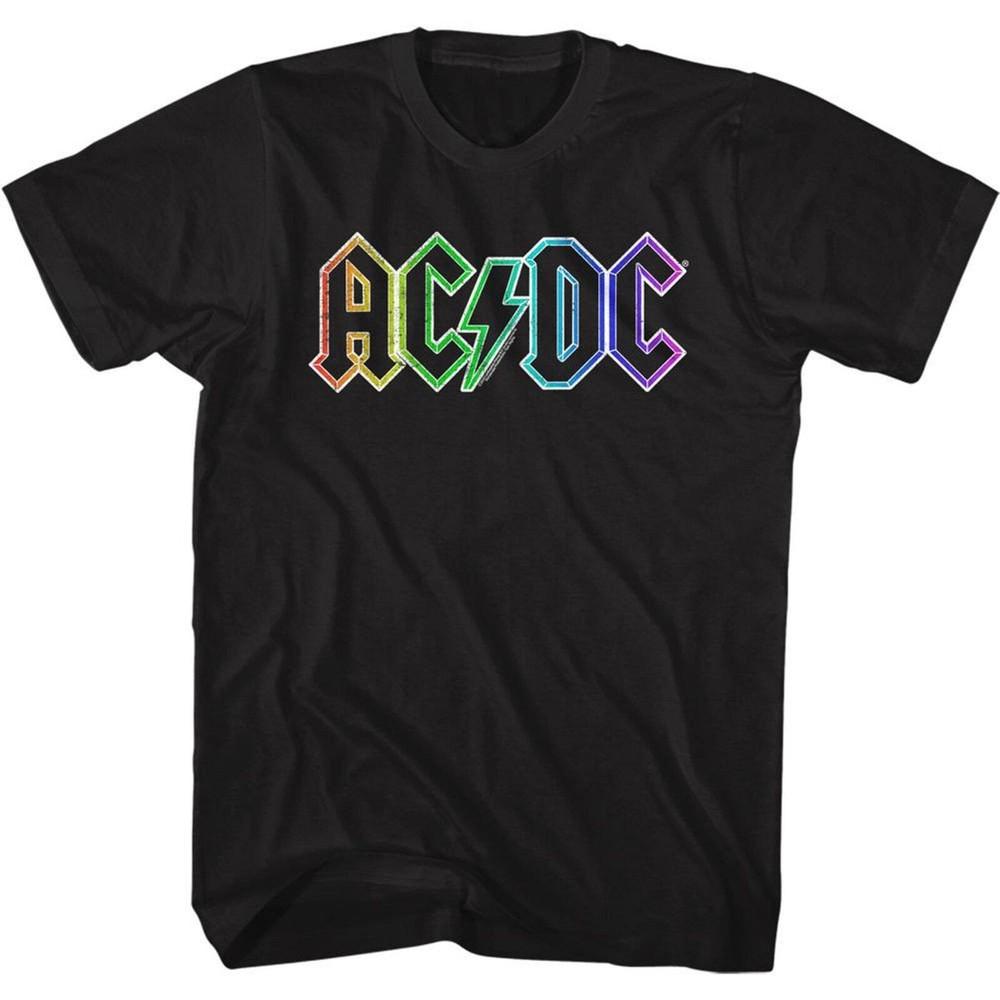 AC/DC Rainbow Logo Black Adult T-Shirt Unisex T-Shirt XXXL