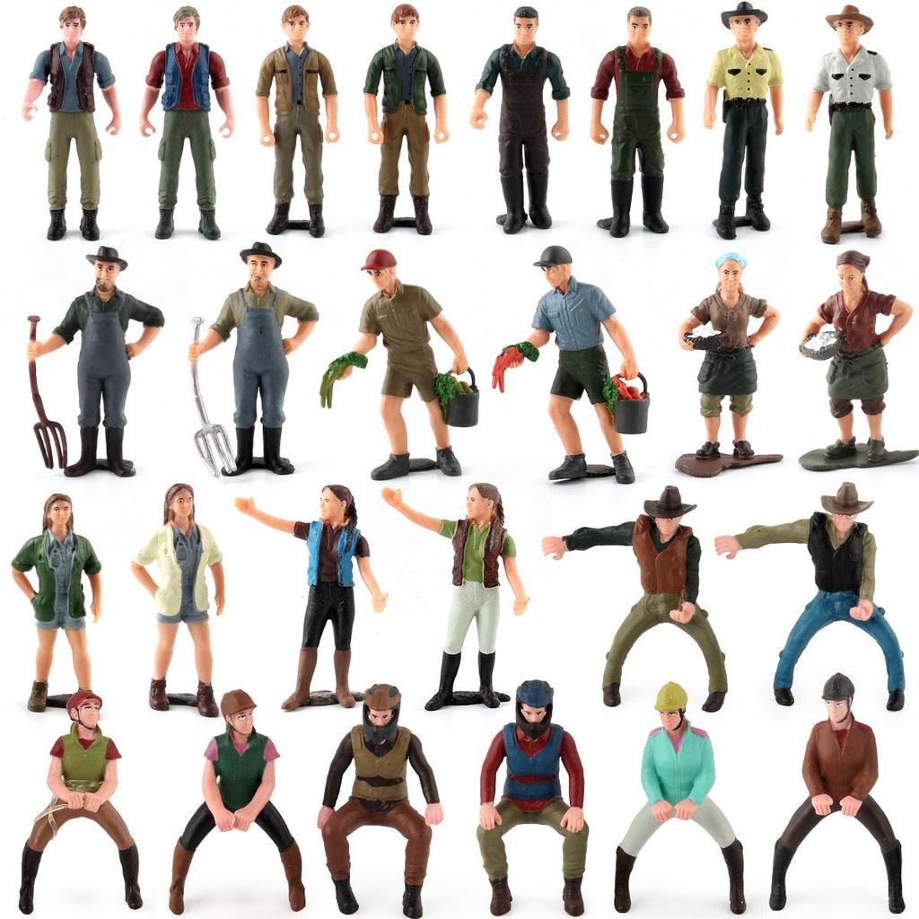 Cross-Border Farm Scene Worker Doll: Female Farmer with Shovel Ornament for Model Landscaping
