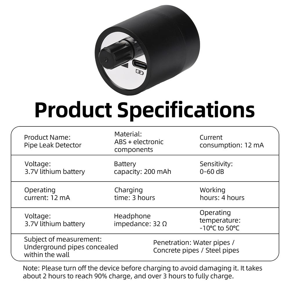 Water Leak Detector Multi-functional Sound Collector Suitable For Leak Detection Of Various Construction Pipe