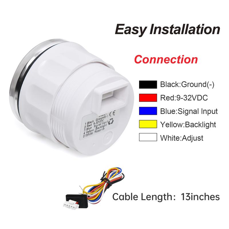 52MM 0-190 Ohm Fuel Level Gauge with 7 Color Light 240-33Ohm Oil Tank Level Meter Indicator Fuel Gauge for Car Marine RV 12V 24V