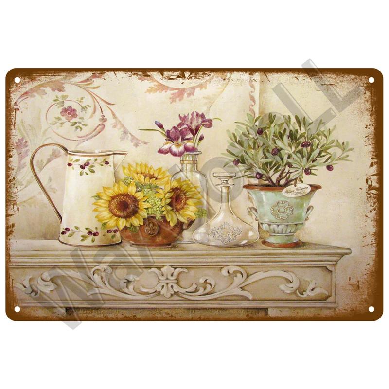Vintage Metal Tin Sign  Retro Cafe  Garden Wall Art Home Decor Plaque for Room Farmhouse Painting Gift Perfect for Wall Mural  D