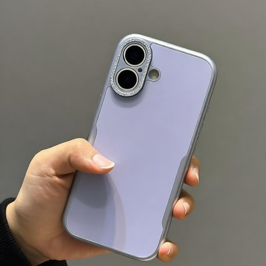 Luxury Ultra-Thin Solid Color Blade Mecha Phone Case for iPhone 17 16 15 11 14 13 12 Pro Max Air Glitter Camera Protect Cover