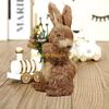 F26C Natural Straw Rabbit Figurine Easter Decors Sculpture for Safe Nontoxic Home Decors Table Desk Placement