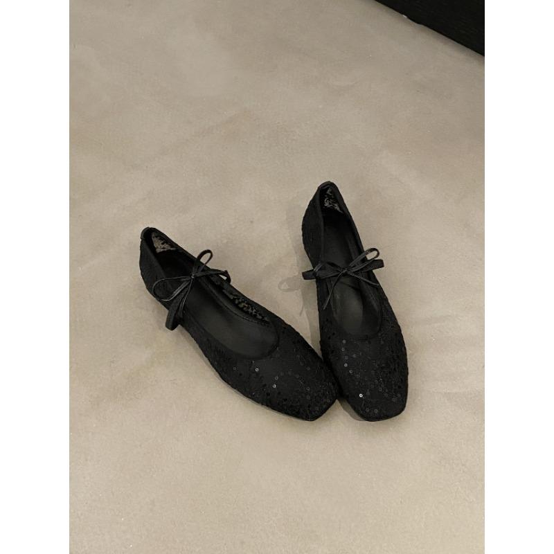 

Inner height increase bow fairy single shoes women s new spring and autumn mesh breathable shoes shallow mouth Mary Jane shoes 35 чёрный
