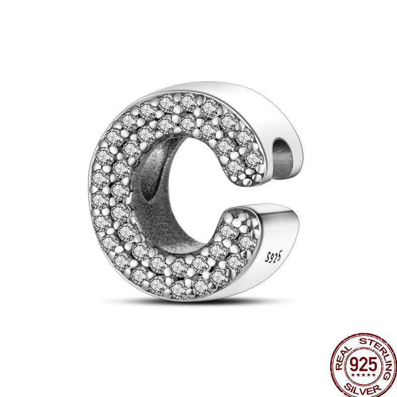 Copper 26 Letter Copper Series Shiny Zircon Lucky Letter Beads Charm Suitable Fit 3Mm Original Bracelet