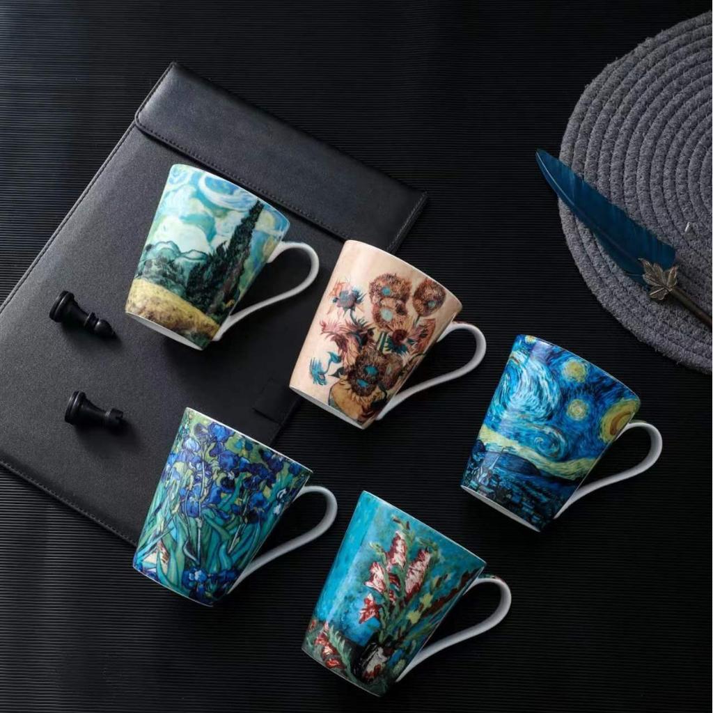 Van Gogh Monet Coffee Cup European Style Small Luxury Mug Ceramic Office Cup Gift Souvenir