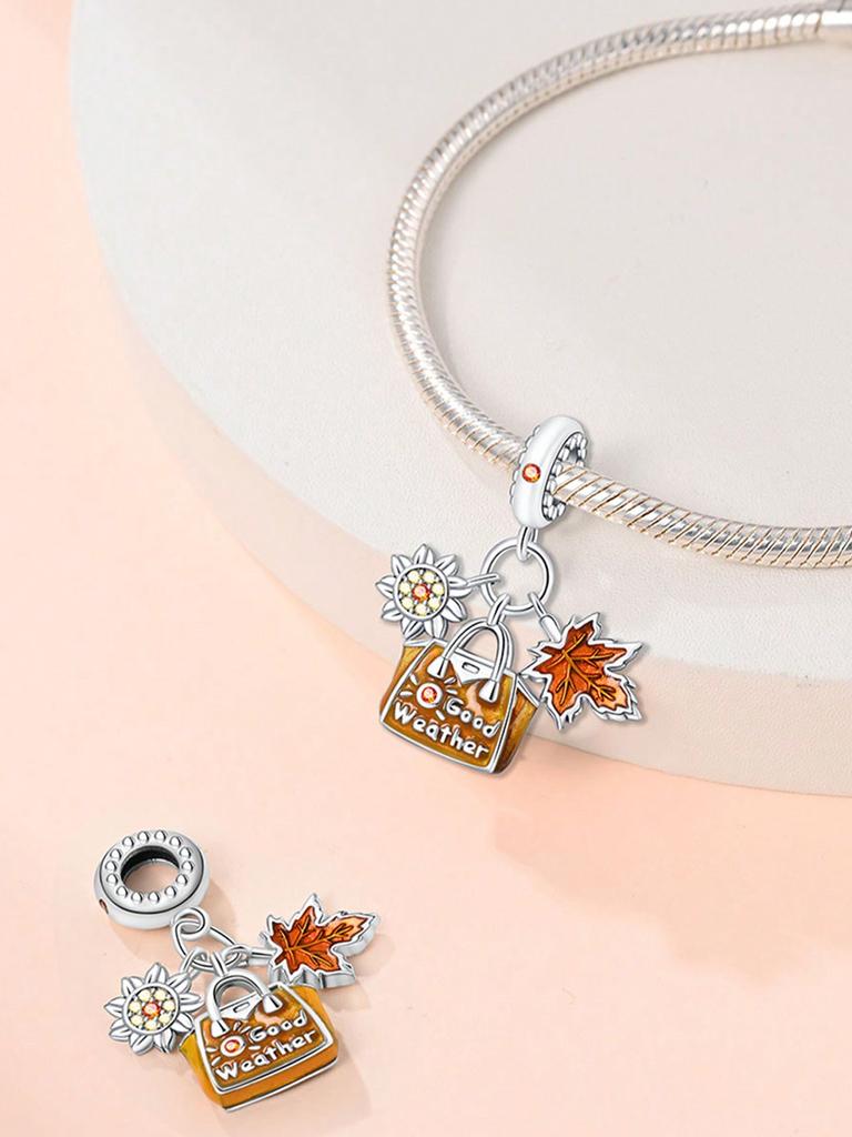Charms Plata Autumn Pumpkin Ginkgo Mushrooms Beads Copper Plated Fit Copperoriginal Bracelet For Jewelry Making Diy Charm