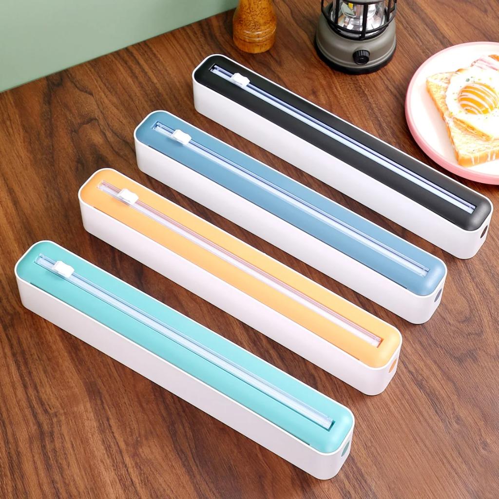 Household Kitchen Wrap Dispenser with Foil & Cling Film Cutter Box, Fresh Bag