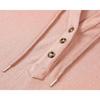 Autumn Winter Women Casual Solid Color Loose V Neck Hoodie Top Single Breasted Shirt