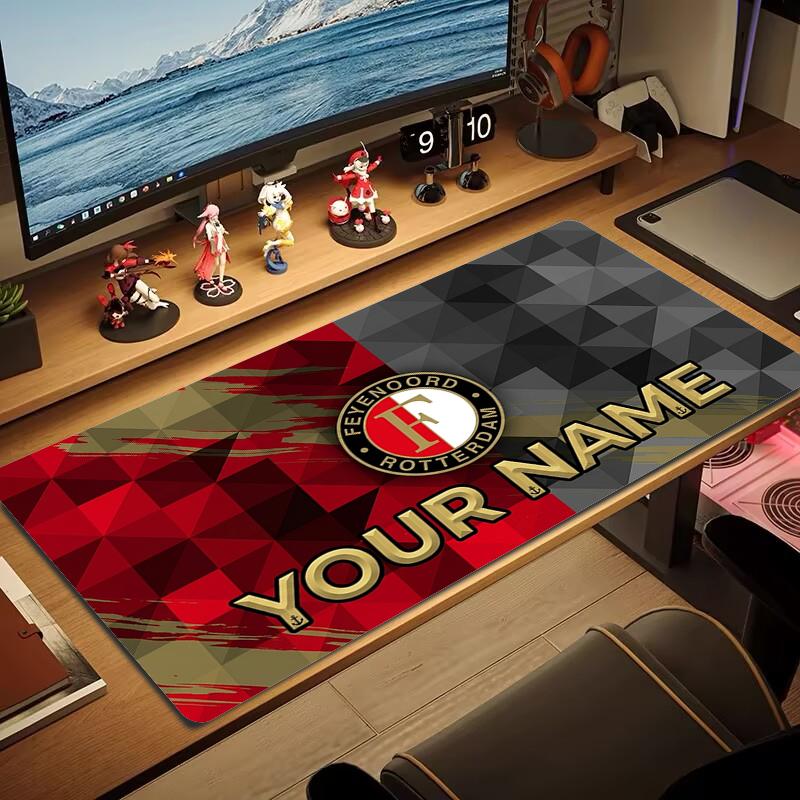 Tappetino per Mouse Personalizzato Feyenoord Grande Cuscino per Tavolo da Gioco Antiscivolo Laptop Tablet Mousepad Grande Tappetino XXL Mini PC Playmat Con Bordo Lock_XIA