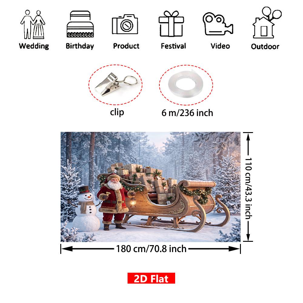 1Pcs Santa Claus Sleigh Snowman Scene Decoration Background Christmas Backdrop Decorations For Photo Studio Photo Booth Party