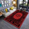 Tarot-Inspired Red Carpet with Sun, Stars & "Life & Love" Text Design Suitable for Use As an Anti-slip for Living Room Bedroom Sofas