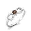 Infinity Knot 3MM Round Smoky Quartz 925 Sterling Silver Bow Tie Women Wedding Ring