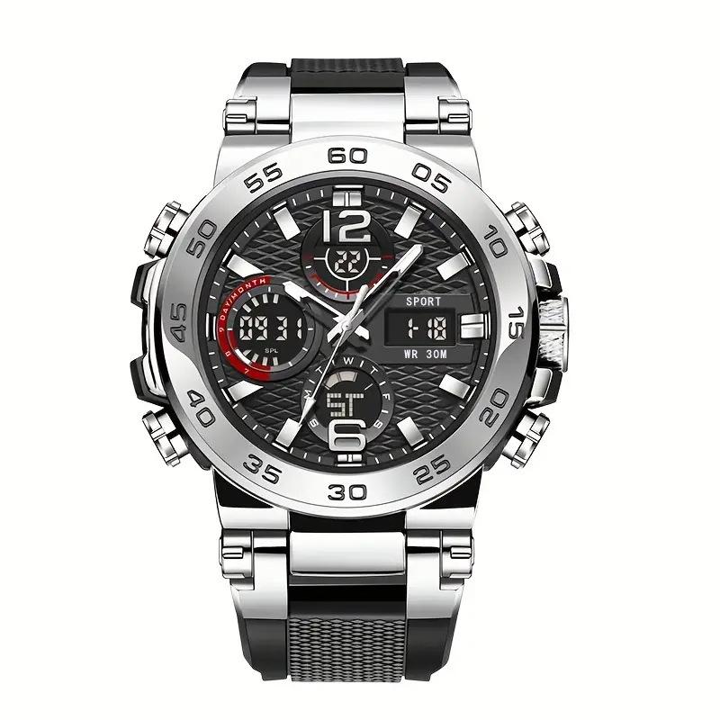 Trendy Waterproof Dual Display Quartz Sports Watch for Junior High