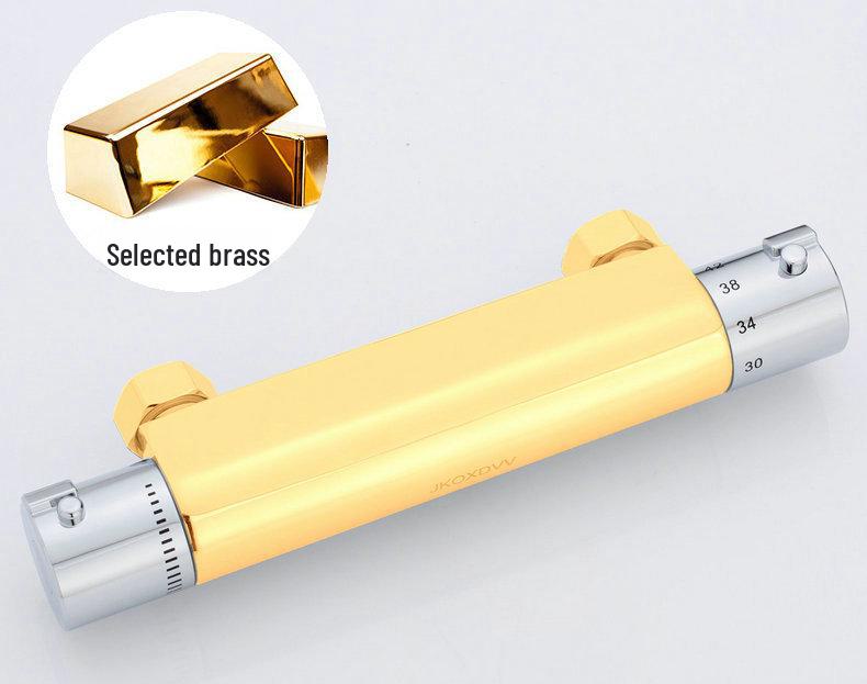 Copper Electric Water Heater Faucet with Solar Thermostatic Valve, Round Rod, Dual Water Outlet