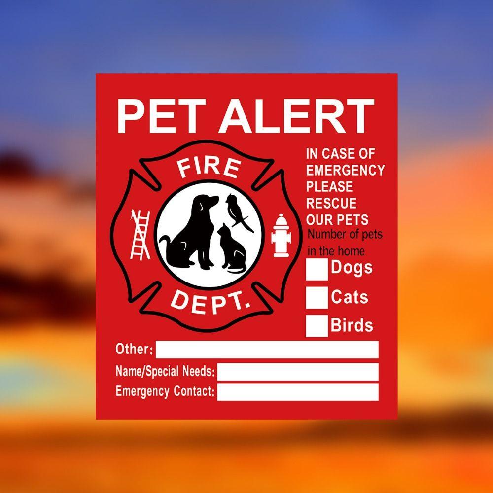 

5Pcs/pack PVC Pet Alarm Static Decal Safety Pet Fire Rescue Stickers Pet Rescue