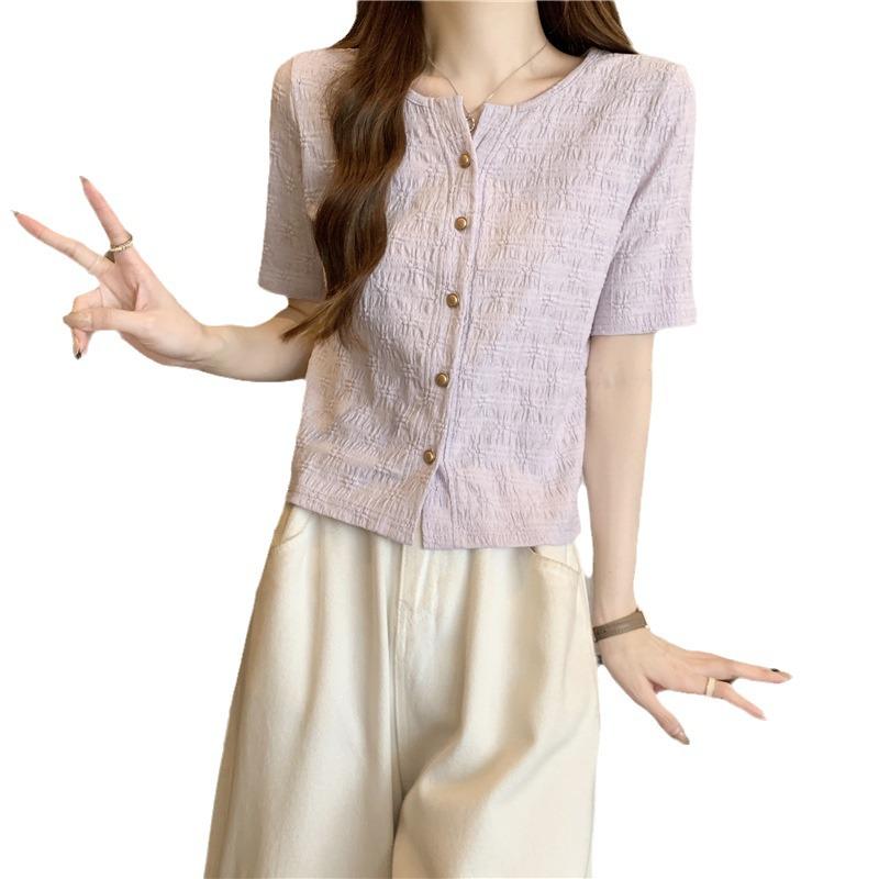 Women's Round-Neck Short-Sleeve Shirt - Korean Design (Summer 2024)