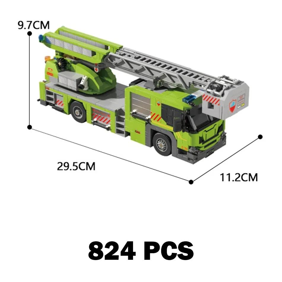 Fire Crane Engineer Truck Building Blocks Classic Turntable Ladder Fire Engine Model Bricks Diy Toys Kids Holiday Gifts