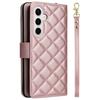 For Samsung Galaxy S25/S24 Case Zipper Wallet Rhombus PU Leather Crossbody Phone Bag