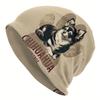 Chihuahua Dog Skull Cap  Unisex Hip Hop Beanie Hat with Vibrant Cartoon Design Black  White Dog with Floral Accents Polyeste