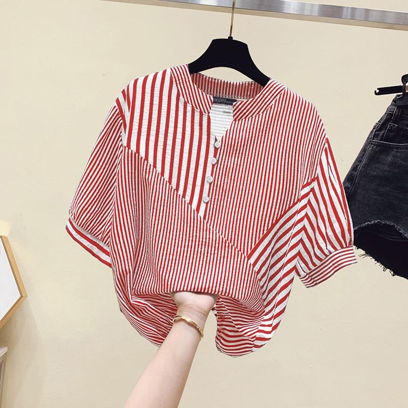 

ZANZEA Женская повседневная блузка с V-образным вырезом, летняя, с полосками, рукав три четверти XL