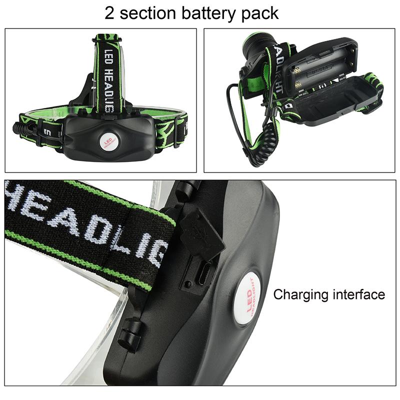 XM-L2 T6 COB 10000LM Led Headlamp Headlight Micro USB Charger Head Lamp Portable Light Torch Lantern