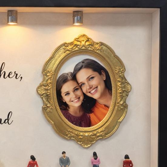 DIY Mini Museum Silhouette Box Personalized Photo Memory Display Case with Gold Frames Figurines Shadow Box Frame Kit with Light