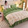 Light luxury high-end thickened milk fleece four-piece set, winter warm quilt cover, double-sided coral fleece anti-static three-piece set