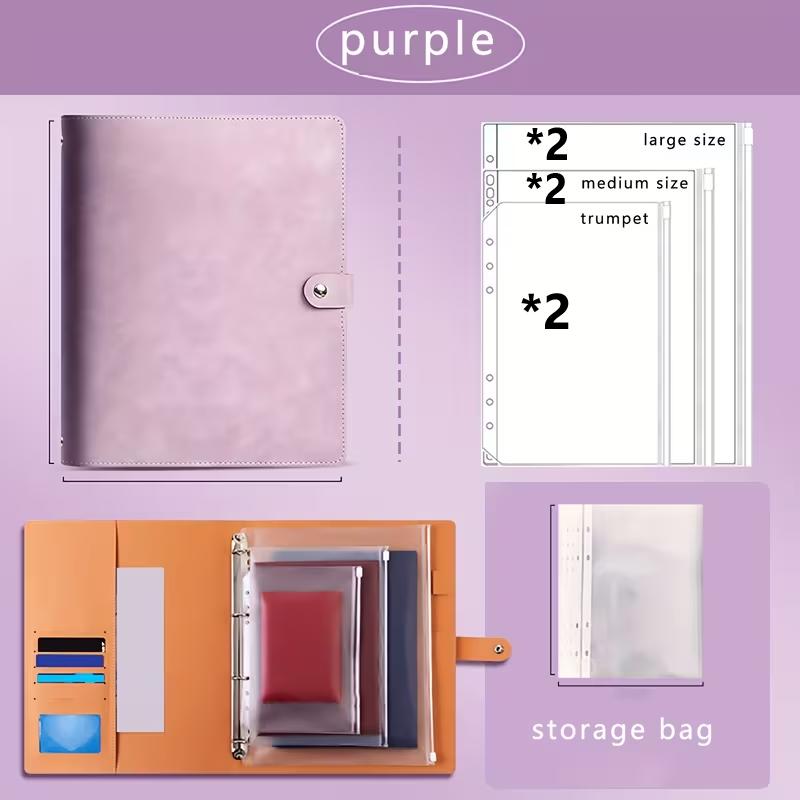 A4/A5/B5 PU Leather Document Folder | Large Capacity File Organizer | Portable Portfolio for Home & Office Document Storage