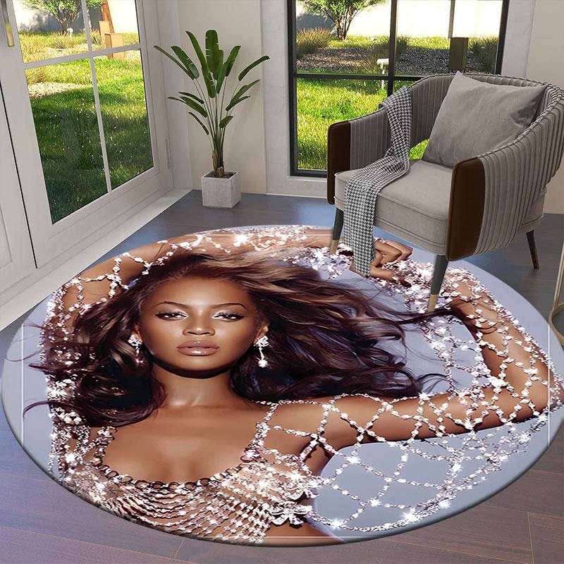 Beyonce Round Area Rug,Carpet Rug for Living Room Bedroom Sofa Playroom Decor,Non-slip Floor Mat