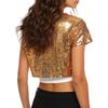 Women Sequin Cropped Jacket Glitter Waistcoat Cardigan Style Shiny Outerwear Stage Performance Costume Top