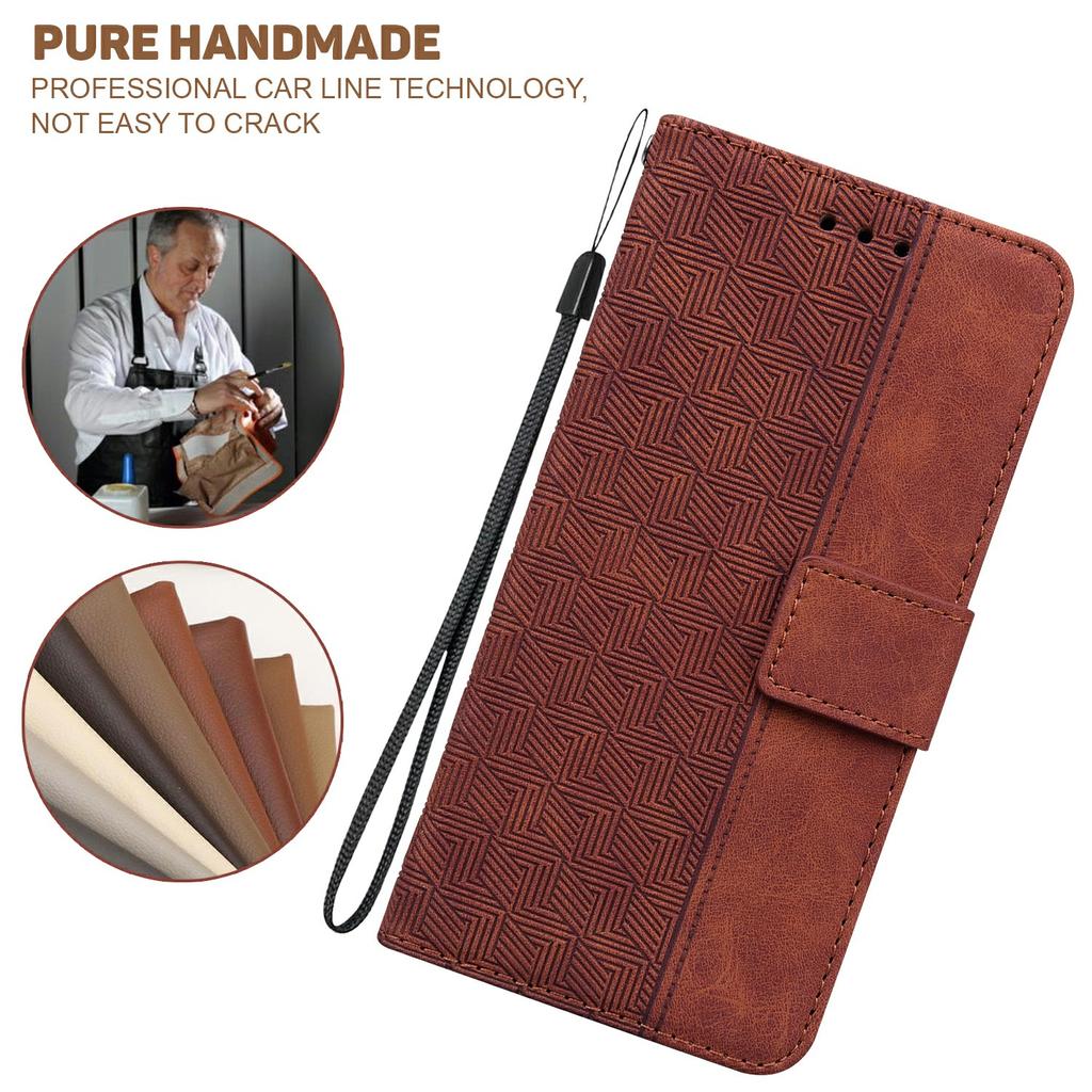 For Motorola Edge 60 5G/60 Fusion 5G Case Geometry Pattern Leather Wallet Phone Cover with Wrist Strap