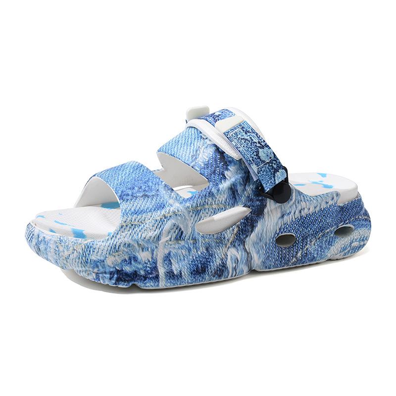 

New printed men s thick bottom soft bottom men s fashion double-breasted camouflage printed slippers women 36-37 джинсовий синього кольору