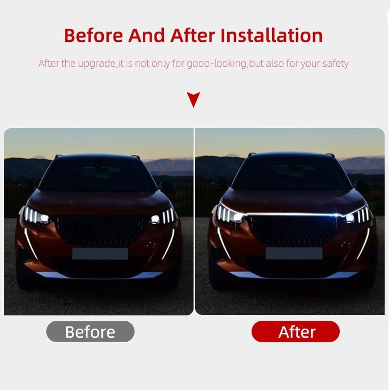 Universal Car Hood Daytime Running Light Strip Waterproof Flexible LED Auto Decorative Atmosphere Lamp Ambient Backlight Car Styling Accessories