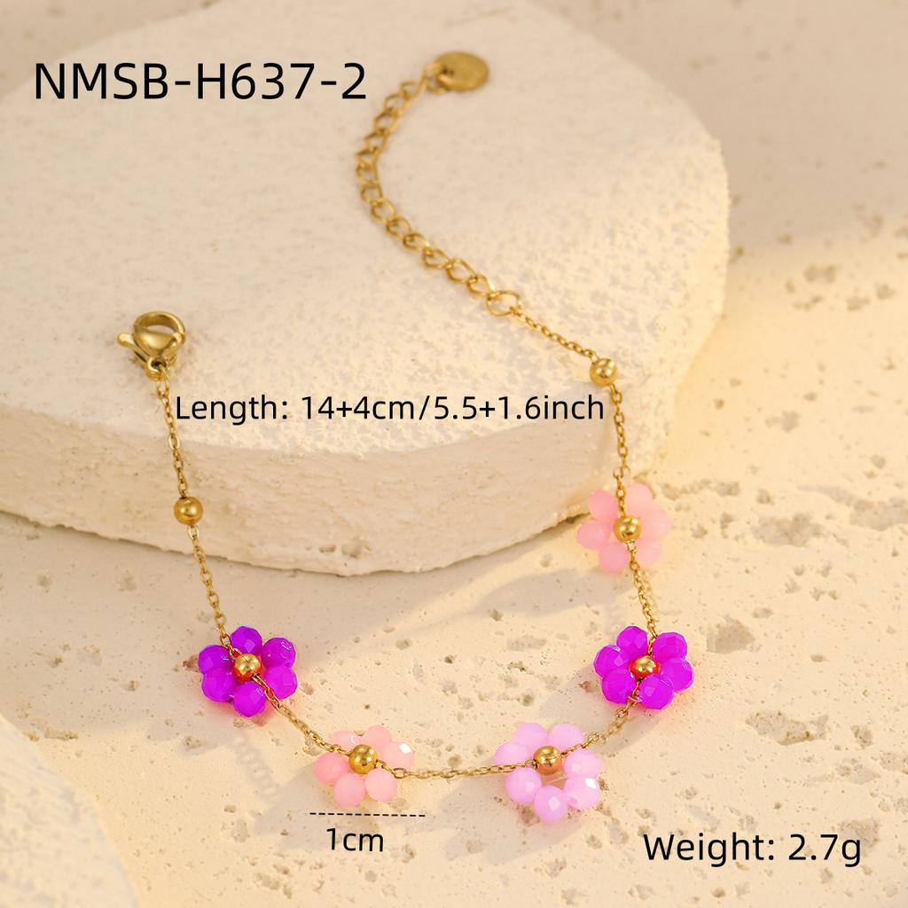 GEMCHIC Women's Colorful Flower Beaded Bracelet Fashion Simple Luxury Jewelry