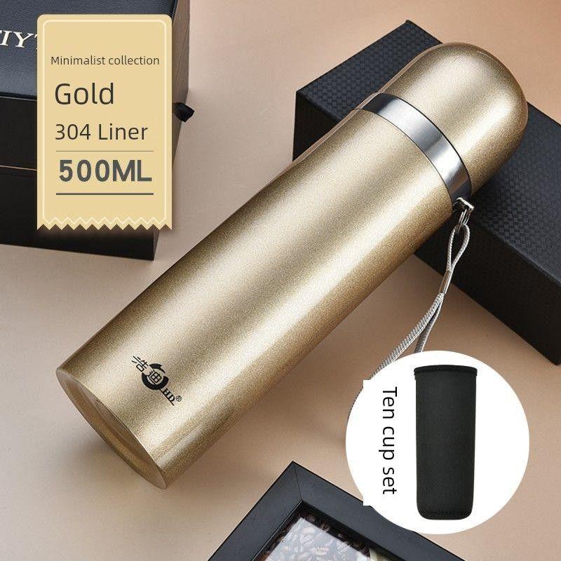 Factory Direct Sale of All Stainless Steel Thermos Cups, 304 Stainless Steel Large Capacity Thermos Cup, Outdoor Portable Travel Bullet-Style Thermos