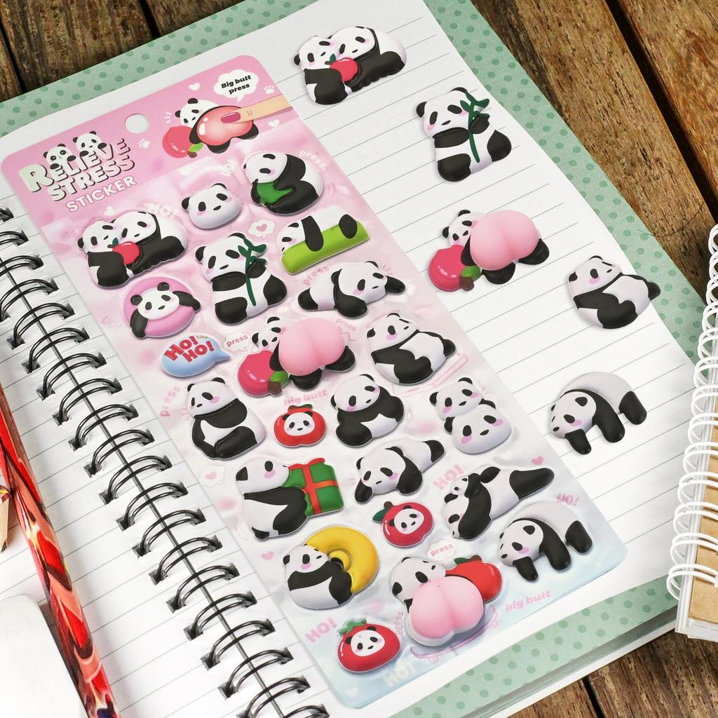 Set of 2 3D Squishy Panda Butt Stickers for Diary and Stress Perfect for Kids and Perfect as a Reward or Perfect for DIY and Smartphone Journals,
