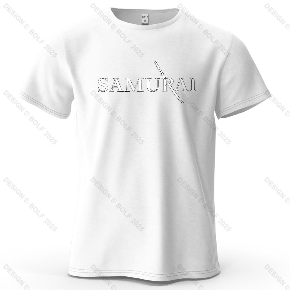 Samurai Sword Sharp Printed Men's T-Shirt 100% Cotton Oversized Martial Arts Fashion Graphic Tees for Women Tops Tees Streetwear