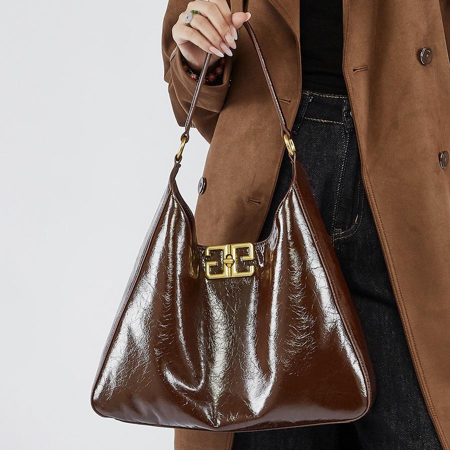 Damska torba na ramię ze skóry krowiej, pod pachę, duża torba typu tote