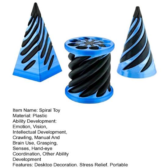 3Pcs/Set 3D Printed Spiral Cone Impossible Pyramid Passthrough Sculpture Spiral Cylinder Figurine Stress Anxiety Relief Kids Adults Educational