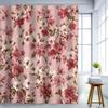 Pink Cherry Blossom Shower Curtain Waterproof Easy To Clean Privacy Protection Print Floral Art Design Romantic Bathroom Decor