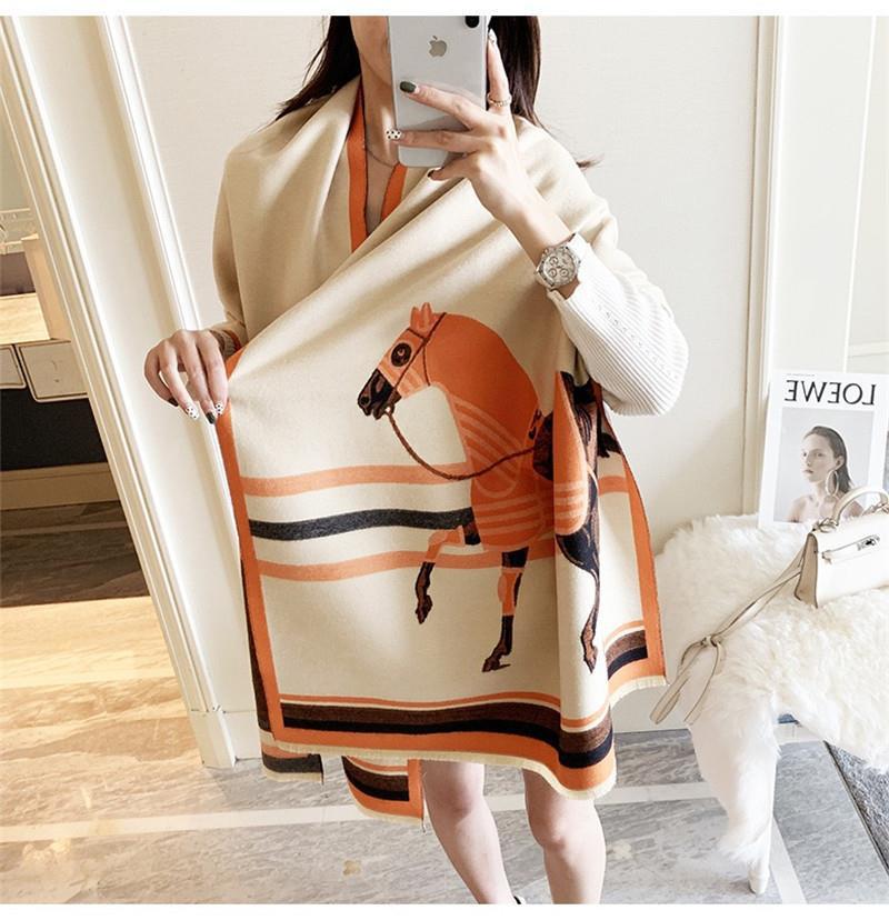 Women's Autumn/Winter 2022 European & American Imitation Cashmere Double-Sided Carriage Print Thick Warm Scarf Shawl