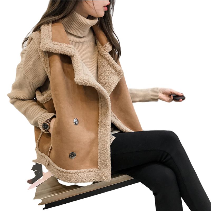 Nuovo gilet in pelo d'agnello da donna, senza maniche, ampio, caldo, autunno/inverno