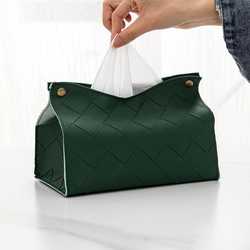 Scatola per fazzoletti in PU pelle intrecciata a quadri Nordic Moderno Americano Soggiorno Hotel Tavolo Scatola per fazzoletti Porta fazzoletti da auto Economico