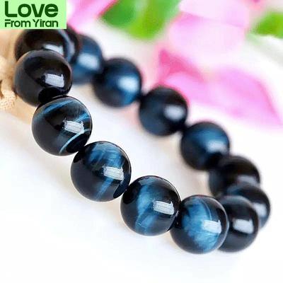 Pulsera de piedra de ojo de tigre azul natural con ojo de gato Pulsera de piedra de ojo de tigre azul Joyería
