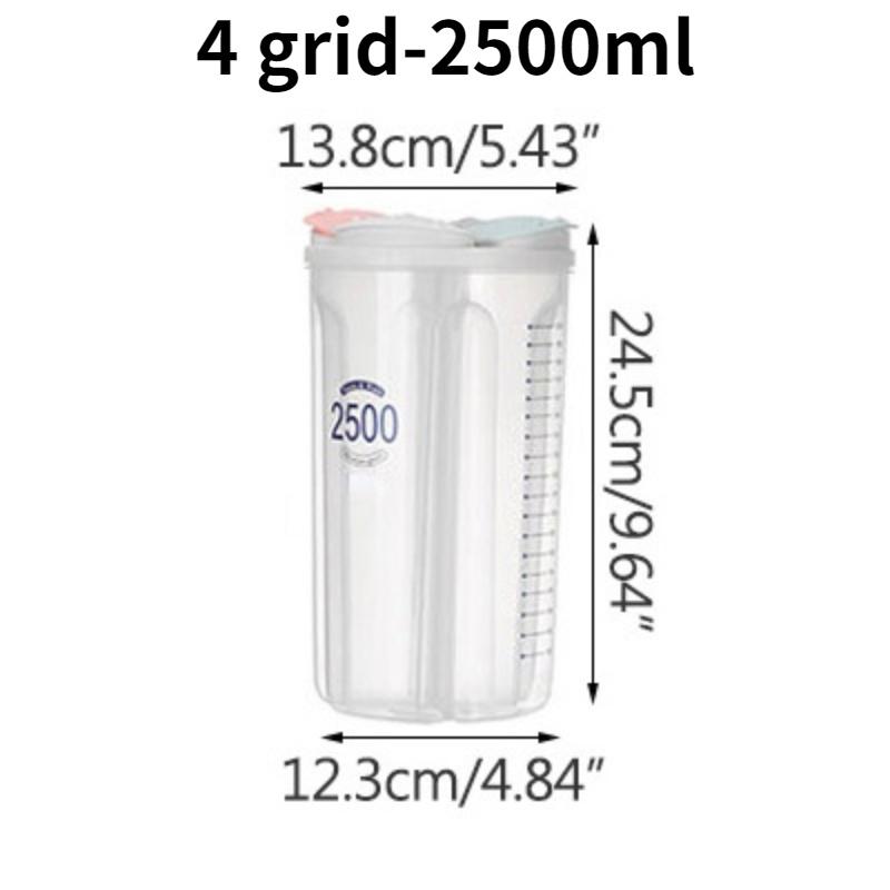 

Кухонный ящик для хранения Ящик для хранения продуктов Кухонные принадлежности Зерновой резервуар Влагостойкие герметичные банки 4 grid-2500ml