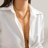 Bohemian Pearl Necklace Goth Y-Shaped Necklace Elegant Retro Clavicle Chain  Gift Idea