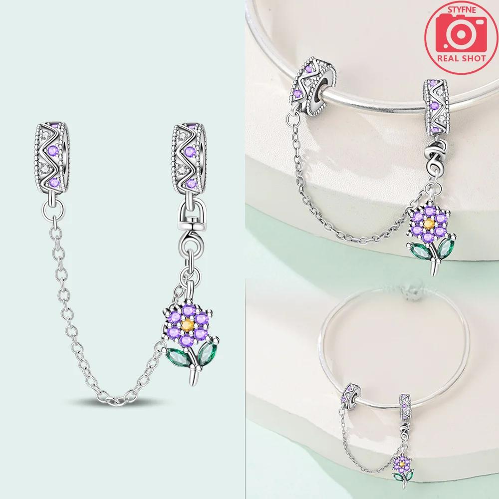Charms Étoile Lune Libellule Chaîne Fixe Cuivre Original Perles Fleur Violette Convient Bracelet Délicat Bijoux Femme Cadeau Bricolage