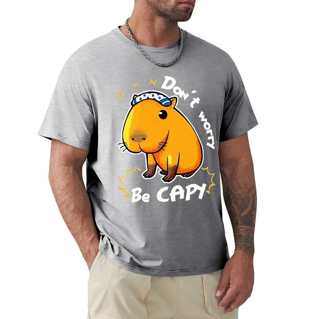 Capivara Capivara Love Dont Worry Be Capy Camisetas Desenhos animados Camisetas gráficas Roupas legais de manga curta Camisetas de streetwear Tops